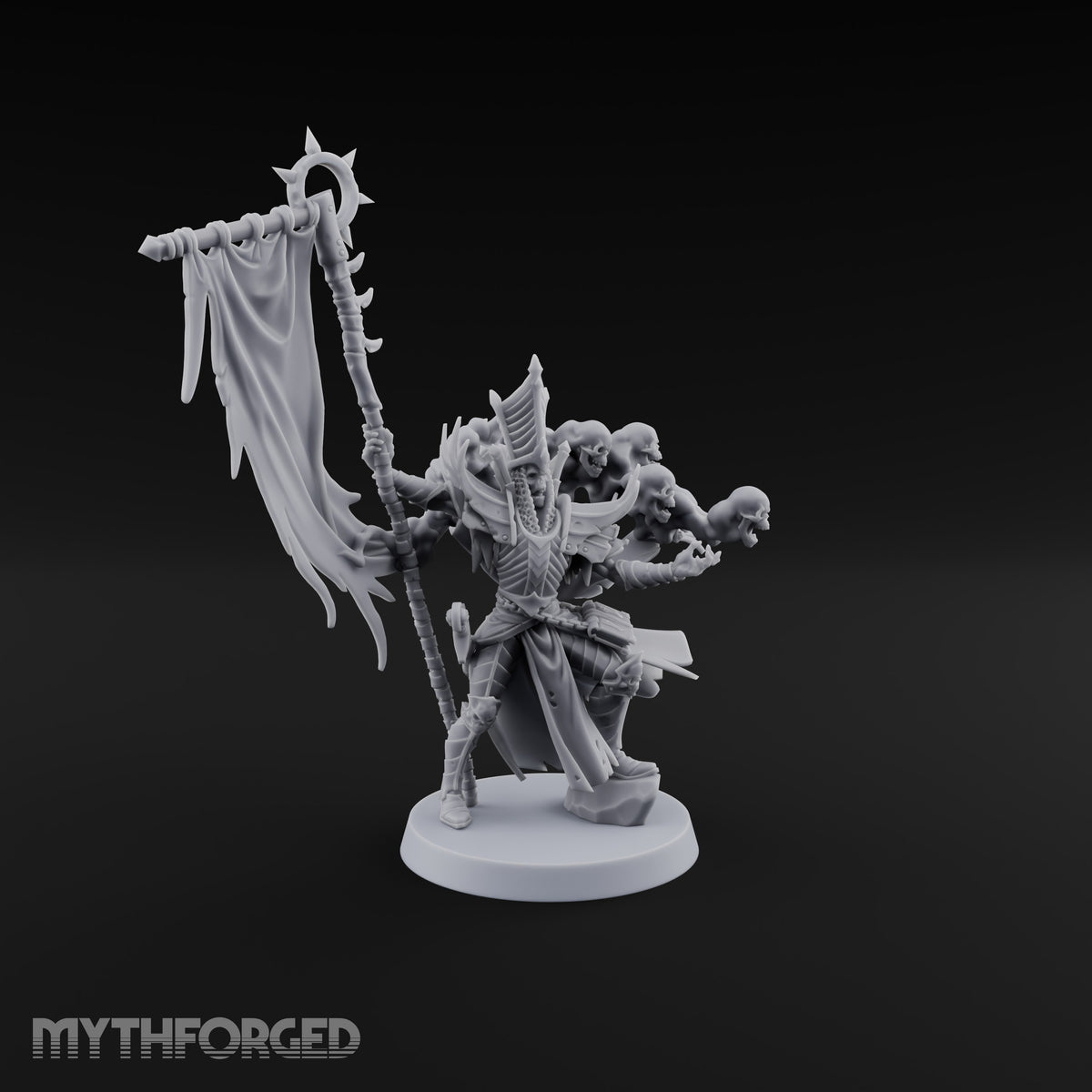 Unfurled and Unforgiving Vampire Lord with Banner and Skull Spirits On Foot — Banner