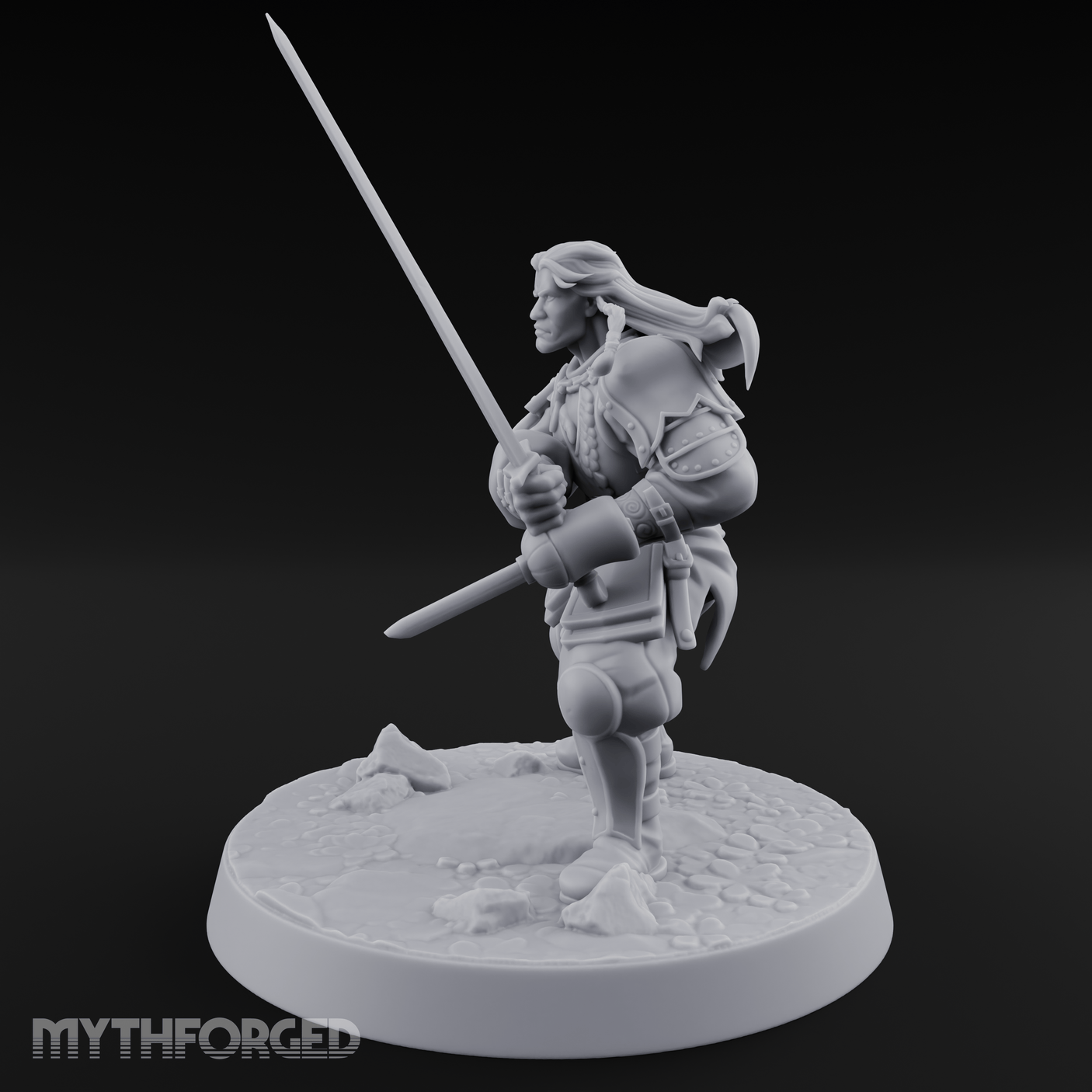 Stance Widened Blade Ready Human Warrior Miniature for Dungeons and Dragons, Pathfinder or other TTRPGs