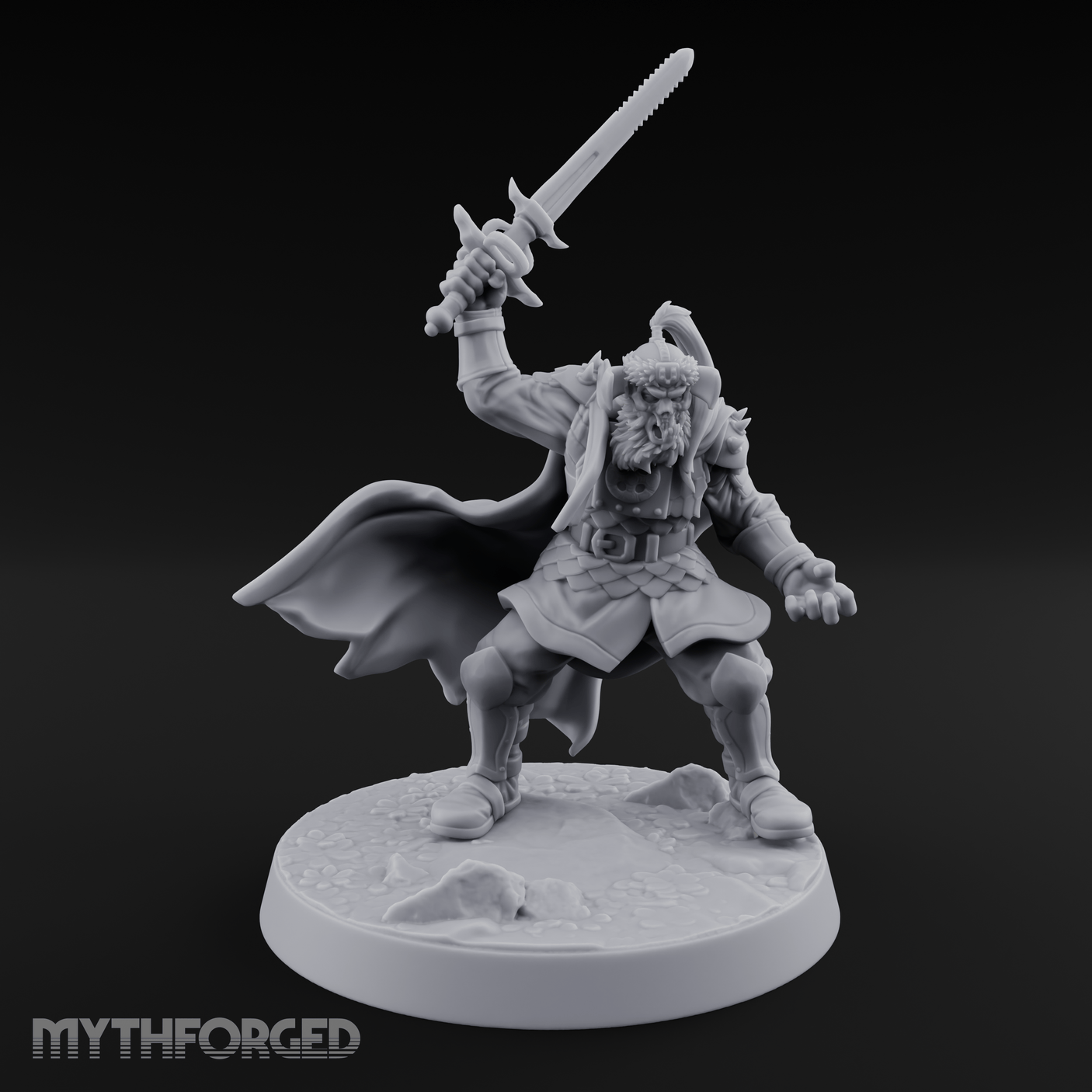 Downward Swinging Sword Fighter Miniature for Dungeons and Dragons, Pathfinder or other TTRPGs