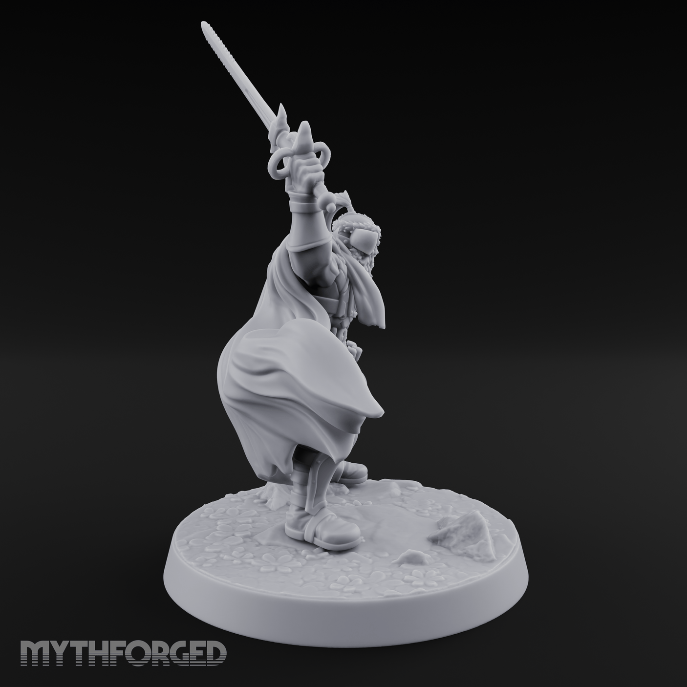 Downward Swinging Sword Fighter Miniature for Dungeons and Dragons, Pathfinder or other TTRPGs