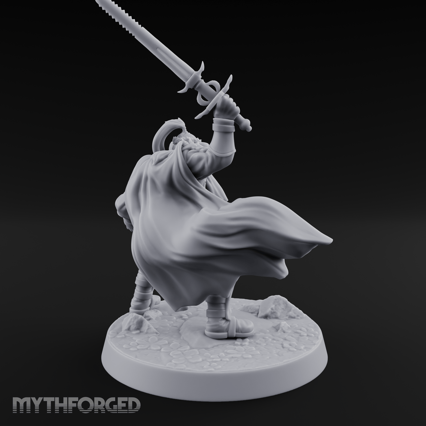 Downward Swinging Sword Fighter Miniature for Dungeons and Dragons, Pathfinder or other TTRPGs