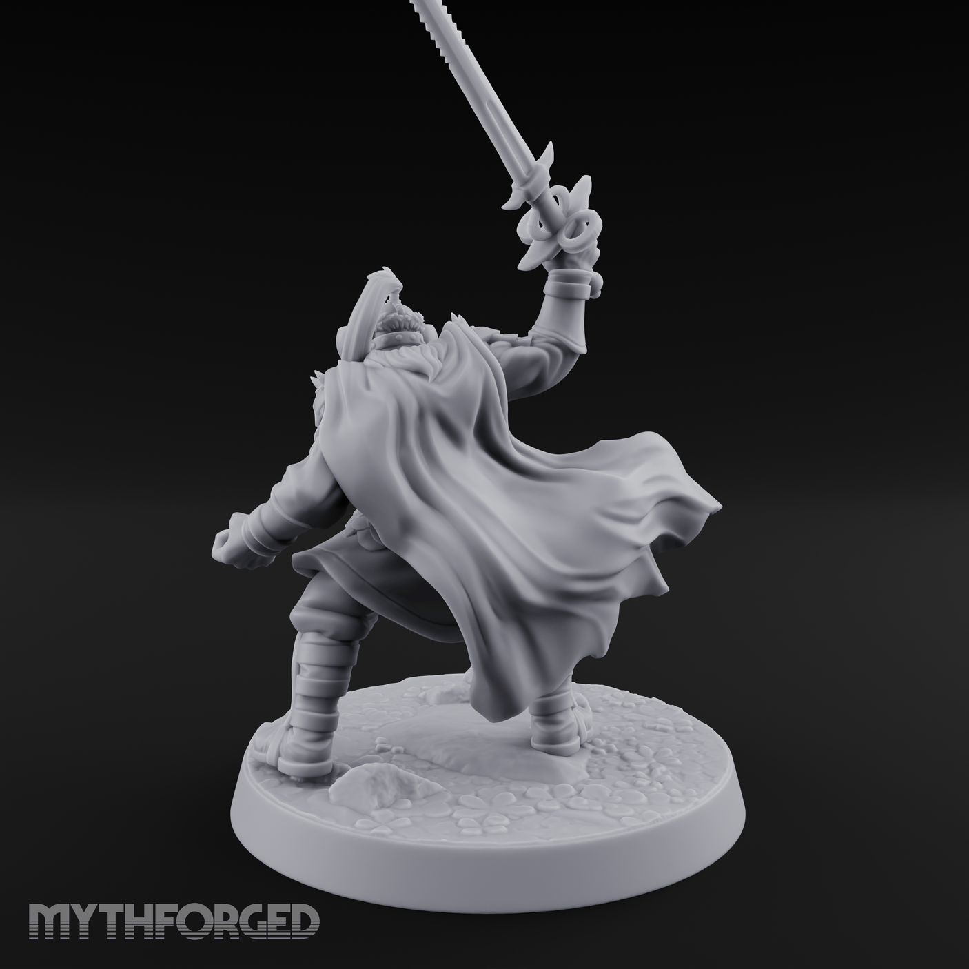 Downward Swinging Sword Fighter Miniature for Dungeons and Dragons, Pathfinder or other TTRPGs