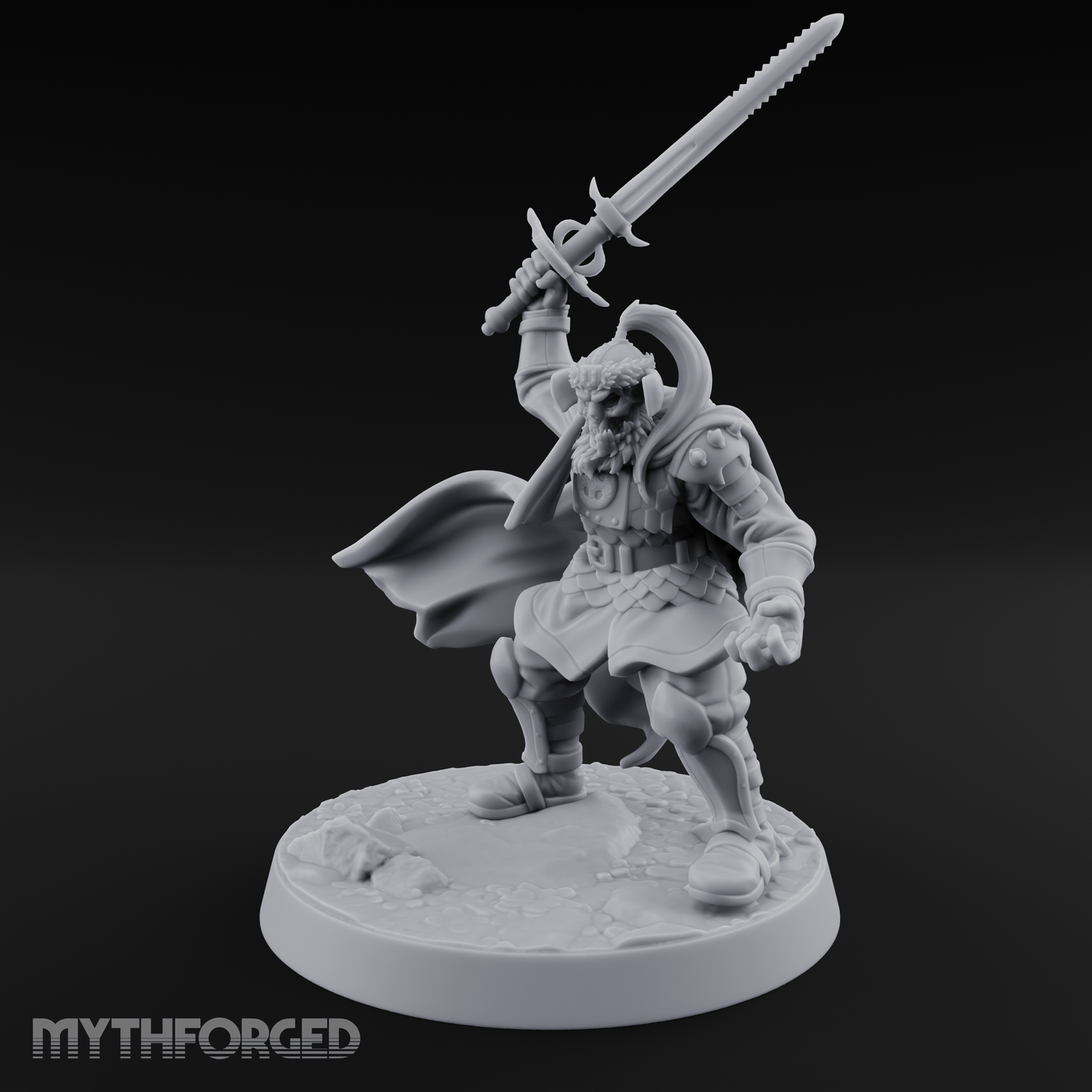 Downward Swinging Sword Fighter Miniature for Dungeons and Dragons, Pathfinder or other TTRPGs