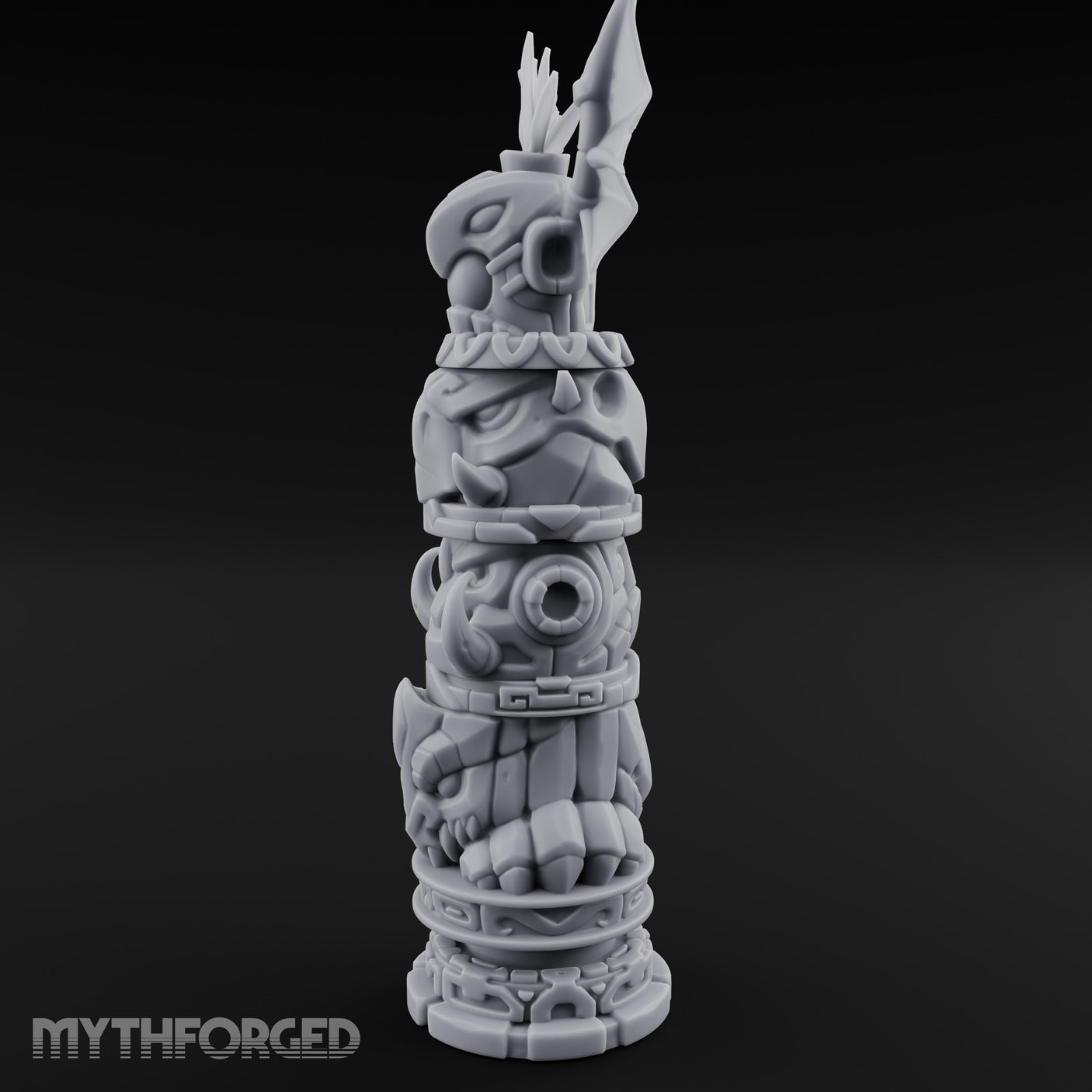 Wing-Crowned Glyph-Stacked Beast Totem Pillar Miniature for Dungeons and Dragons, Pathfinder or other TTRPGs