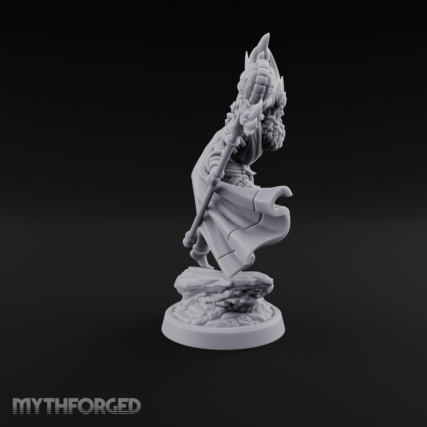 Winged Staff Wielding Shaman Miniature for Dungeons and Dragons, Pathfinder or other TTRPGs