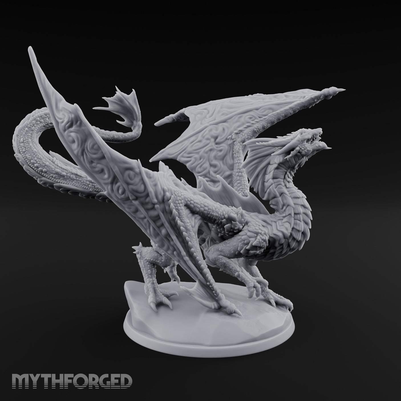 Wings Spread Roaring Iridescent Dragon Miniature for Dungeons and Dragons, Pathfinder or other TTRPGs