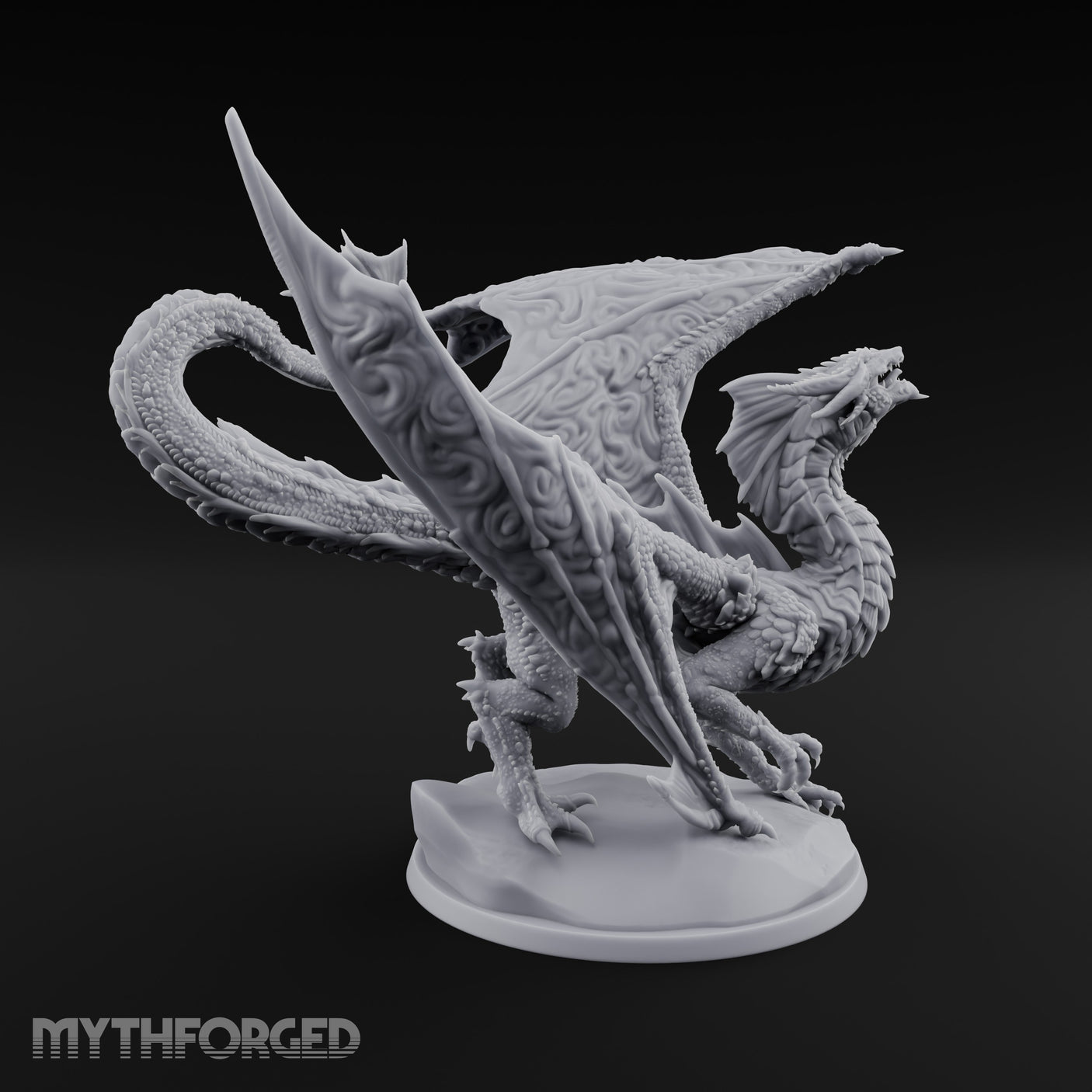 Wings Spread Roaring Iridescent Dragon Miniature for Dungeons and Dragons, Pathfinder or other TTRPGs
