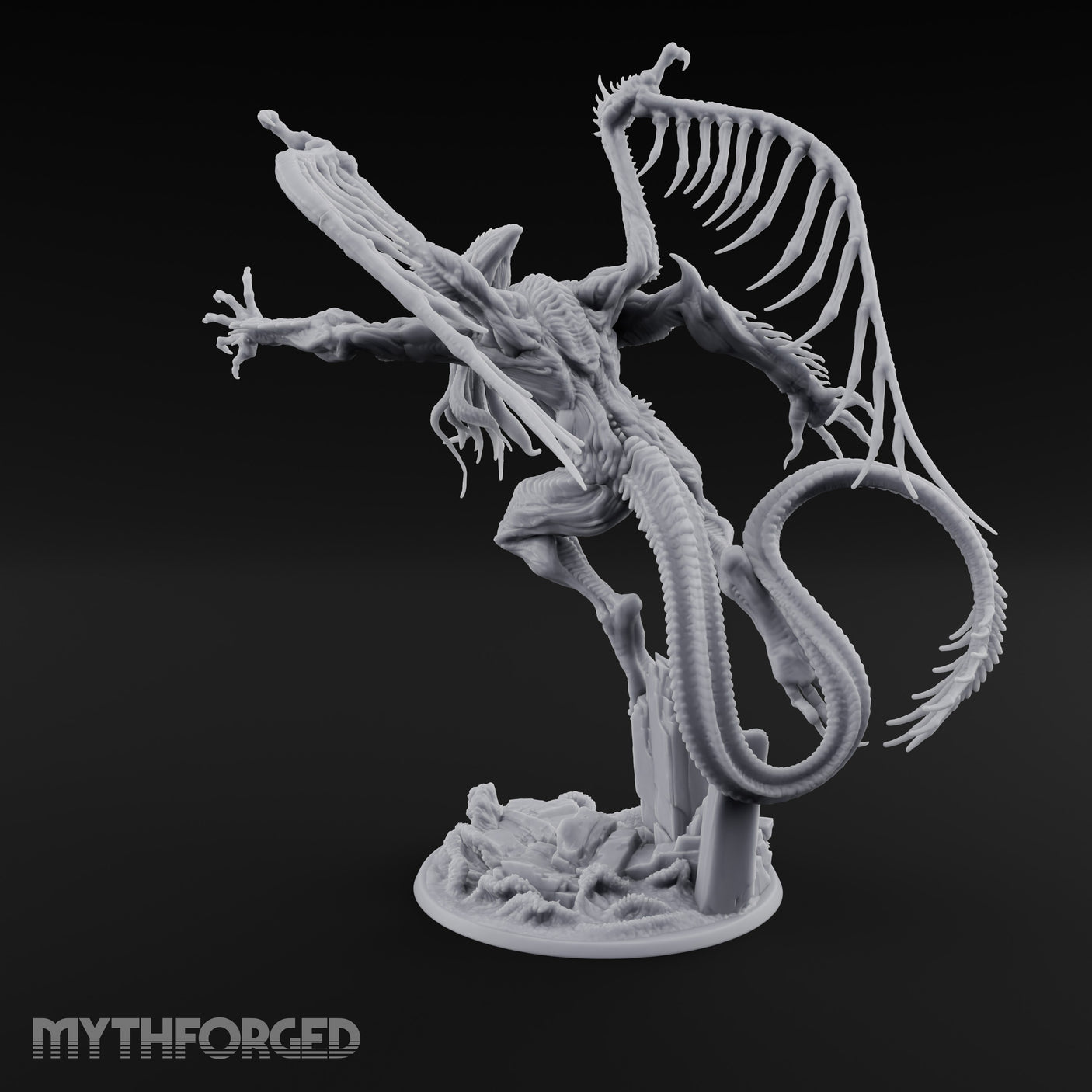 Wings Unfurling Star Spawn Abomination Miniature for Dungeons and Dragons, Pathfinder or other TTRPGs