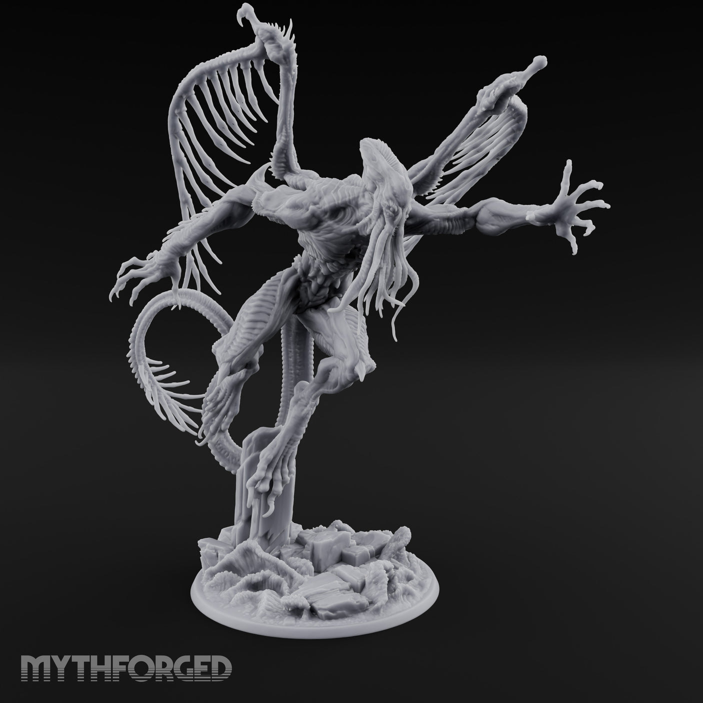 Wings Unfurling Star Spawn Abomination Miniature for Dungeons and Dragons, Pathfinder or other TTRPGs