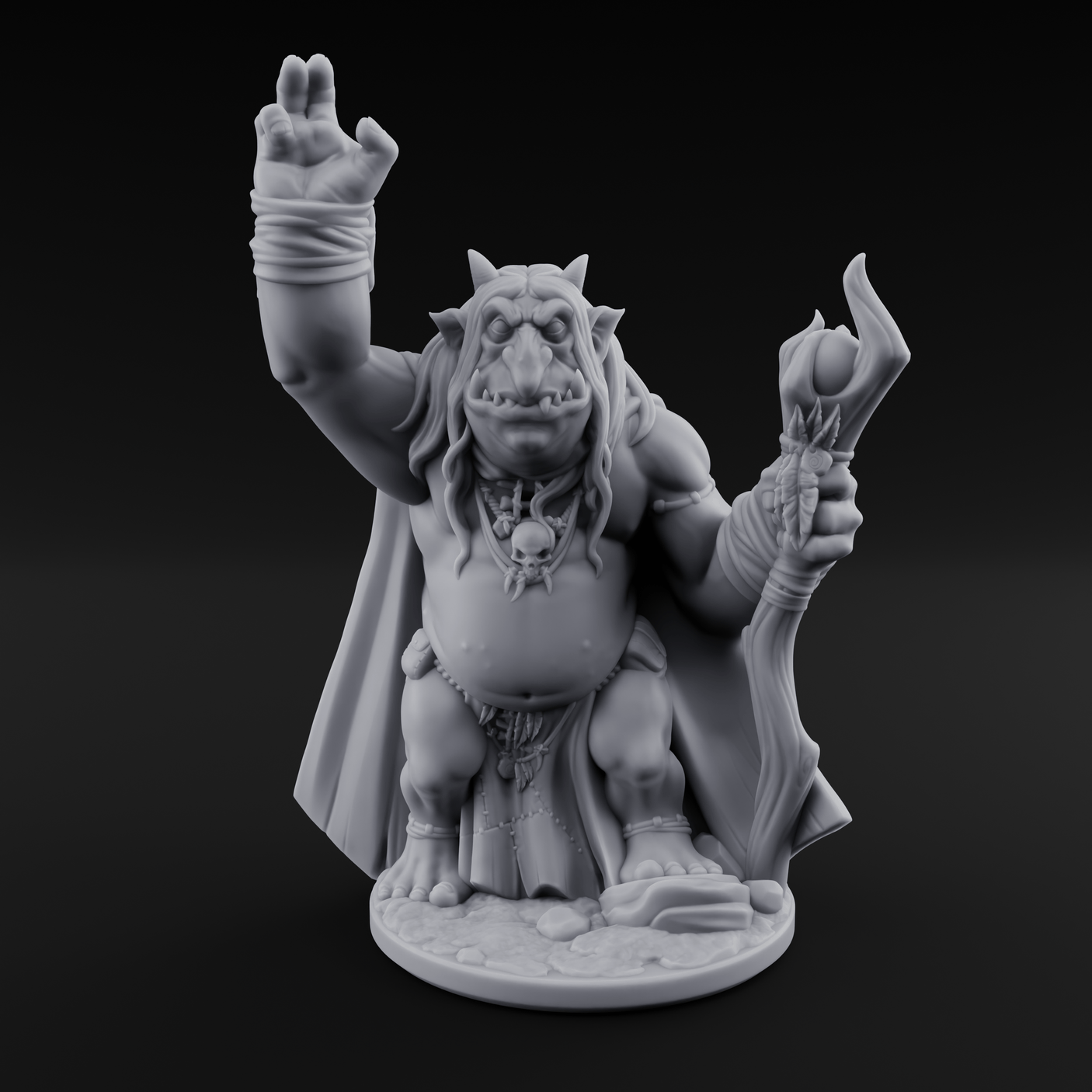 Fists Raised Triumphant Troll Witch Miniature for Dungeons and Dragons, Pathfinder or other TTRPGs