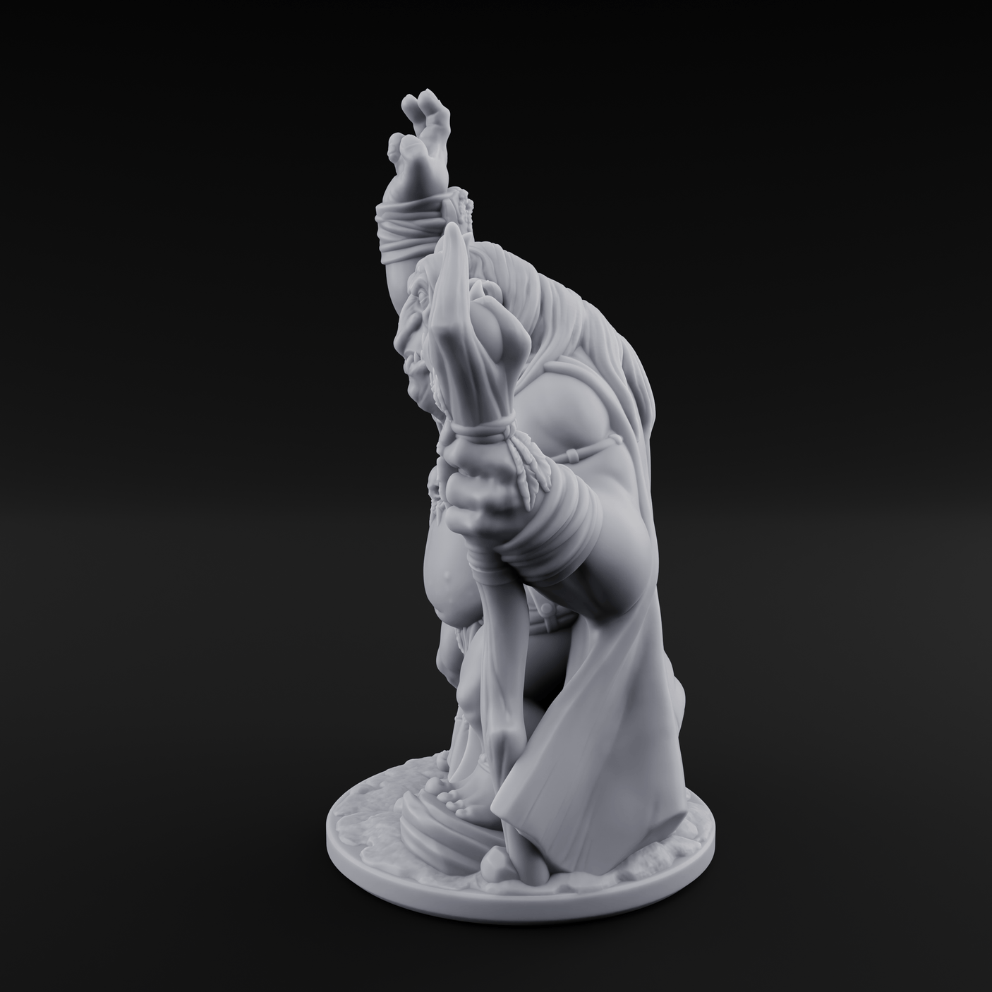 Fists Raised Triumphant Troll Witch Miniature for Dungeons and Dragons, Pathfinder or other TTRPGs