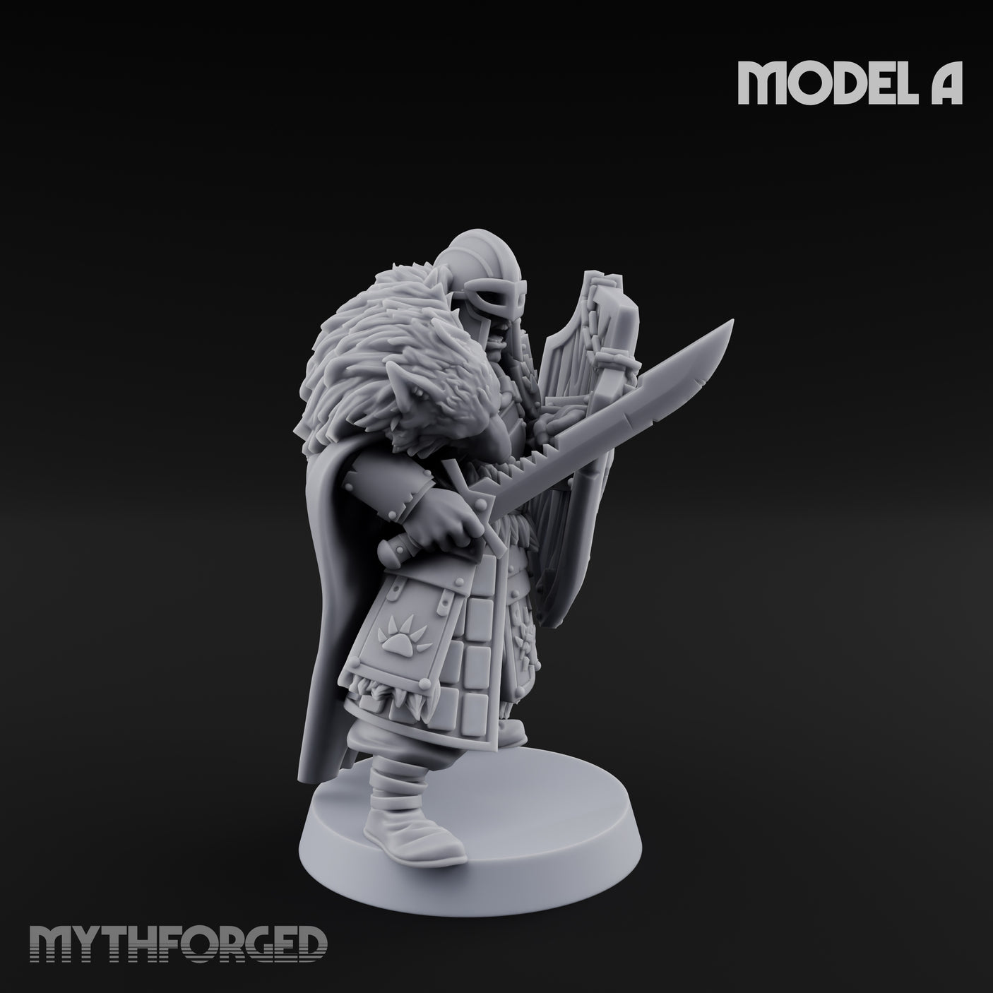 Fur-Cloaked Wolfpack Wolf Knight A Miniature for Dungeons and Dragons, Pathfinder or other TTRPGs