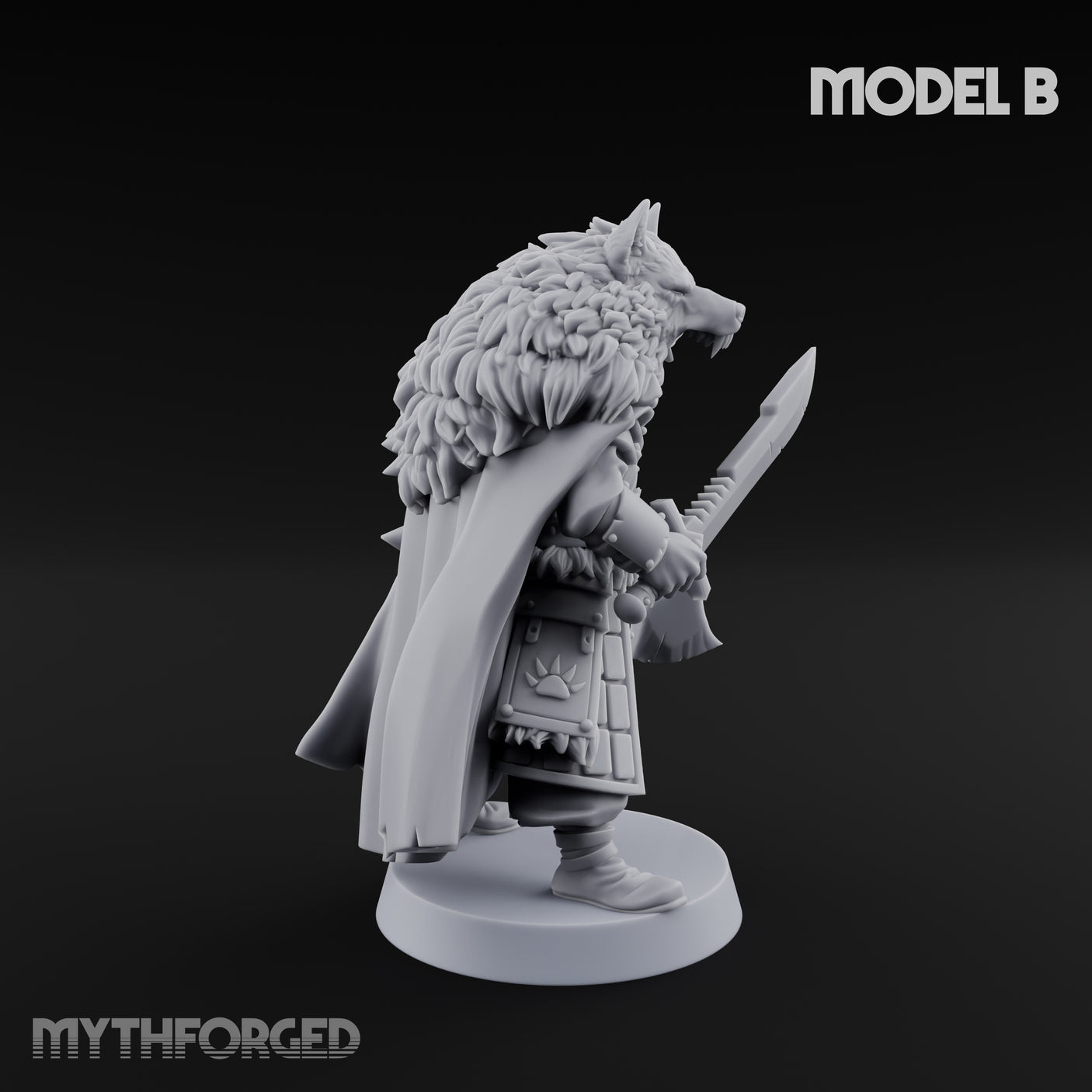 Fur-Cloaked Wolfpack Knights Miniature for Dungeons and Dragons, Pathfinder or other TTRPGs