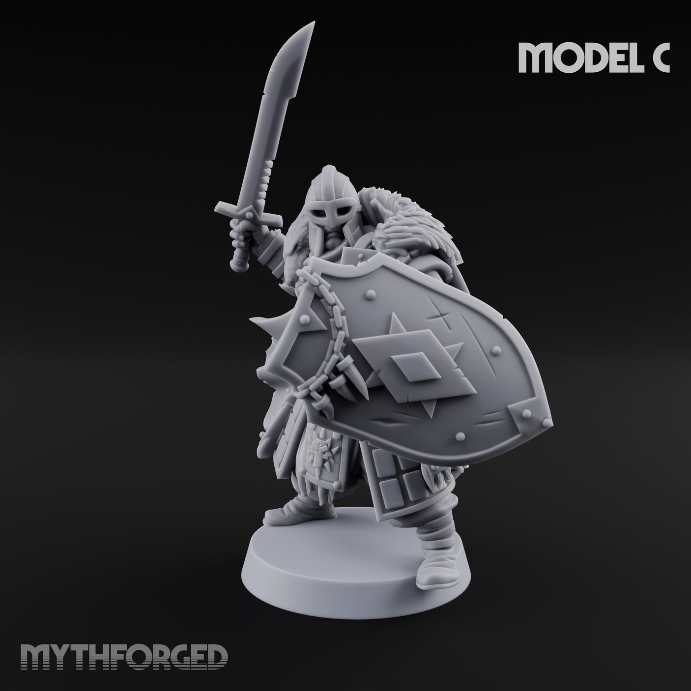 Fur-Cloaked Wolfpack Knights Miniature for Dungeons and Dragons, Pathfinder or other TTRPGs