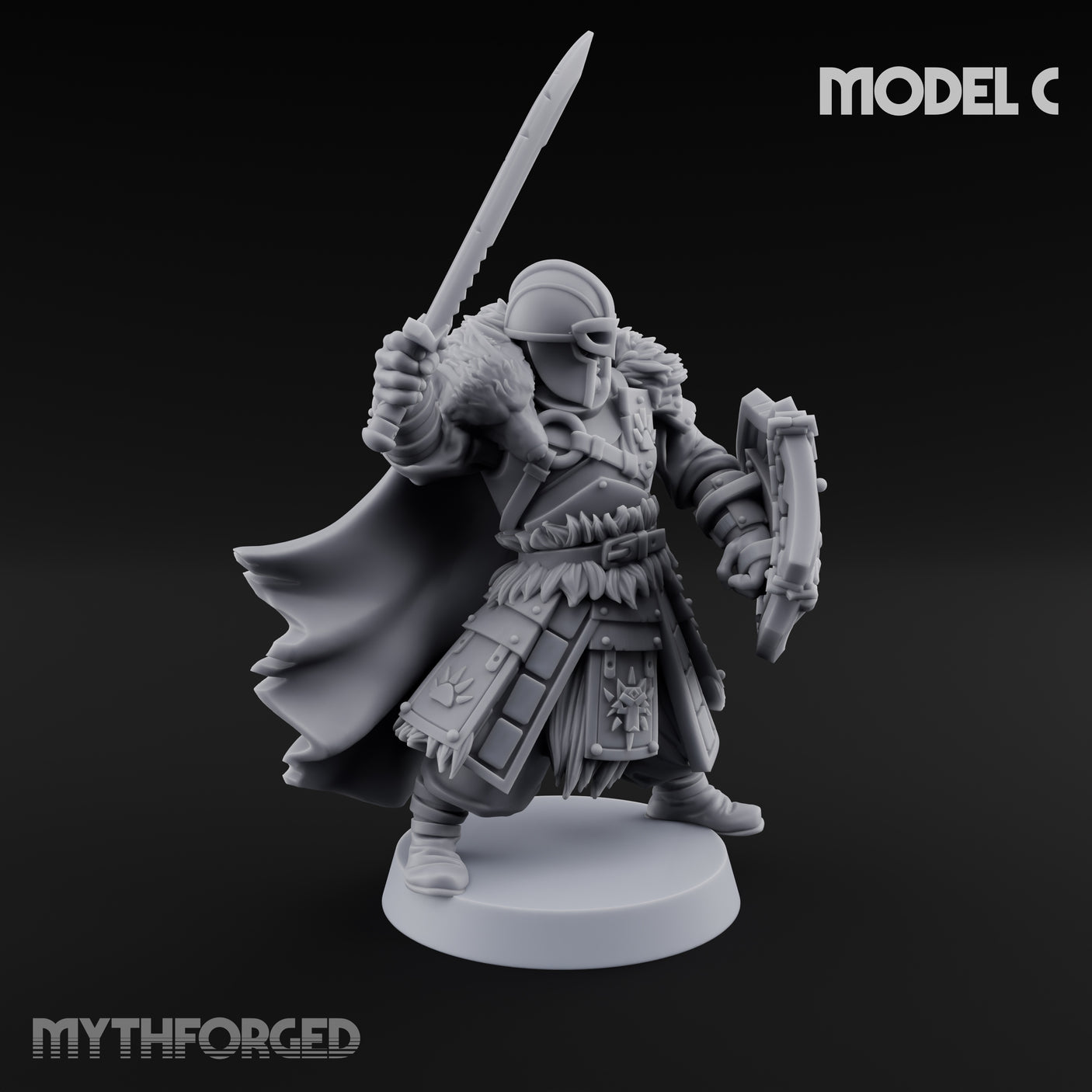 Fur-Cloaked Wolfpack Knights Miniature for Dungeons and Dragons, Pathfinder or other TTRPGs