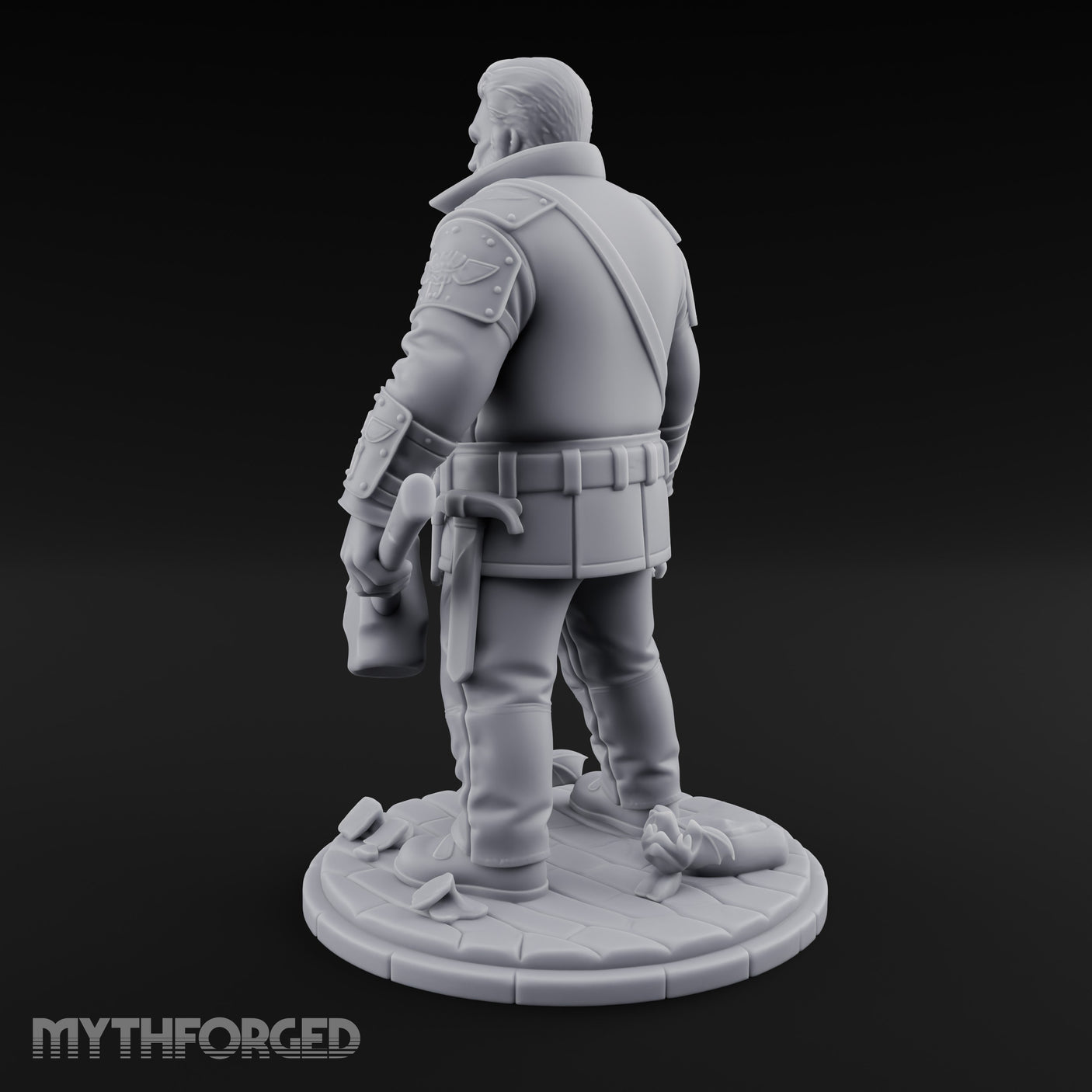 Wrench-Belted Hammer-Dragging Human Wanderer Miniature for Dungeons and Dragons, Pathfinder or other TTRPGs