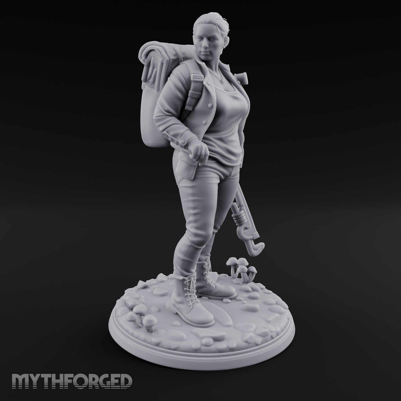 Wrench Dragging Backpacked Human Survivor Miniature for Dungeons and Dragons, Pathfinder or other TTRPGs