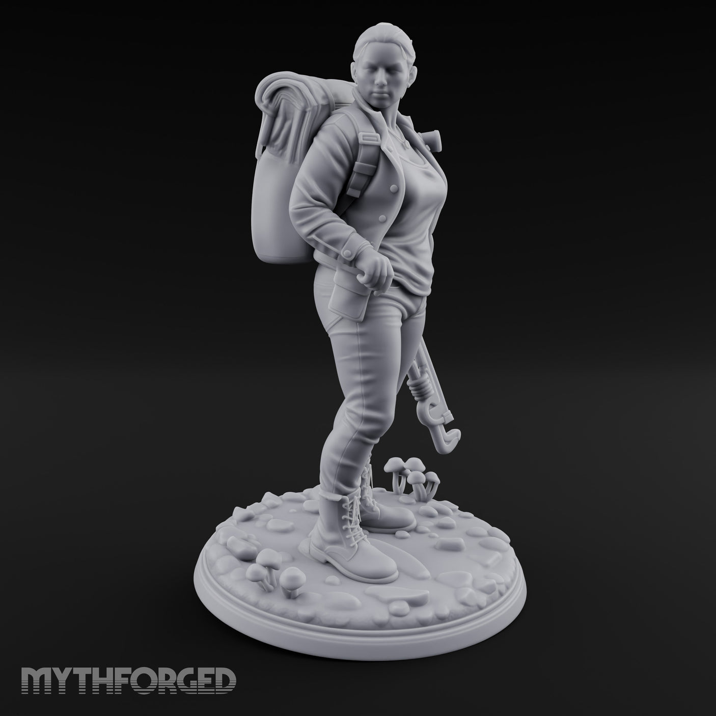 Wrench Dragging Backpacked Human Survivor Miniature for Dungeons and Dragons, Pathfinder or other TTRPGs
