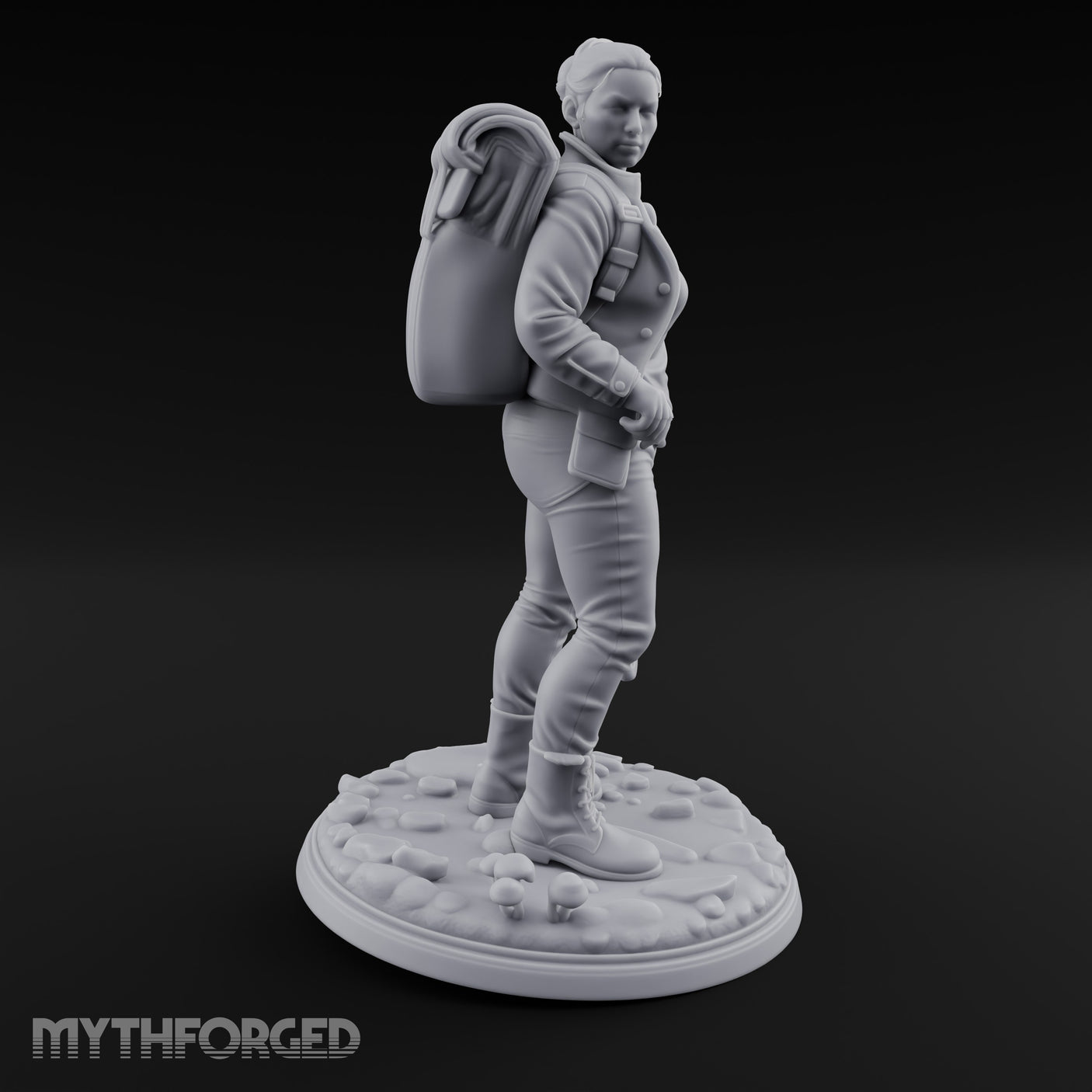 Wrench Dragging Backpacked Human Survivor Miniature for Dungeons and Dragons, Pathfinder or other TTRPGs