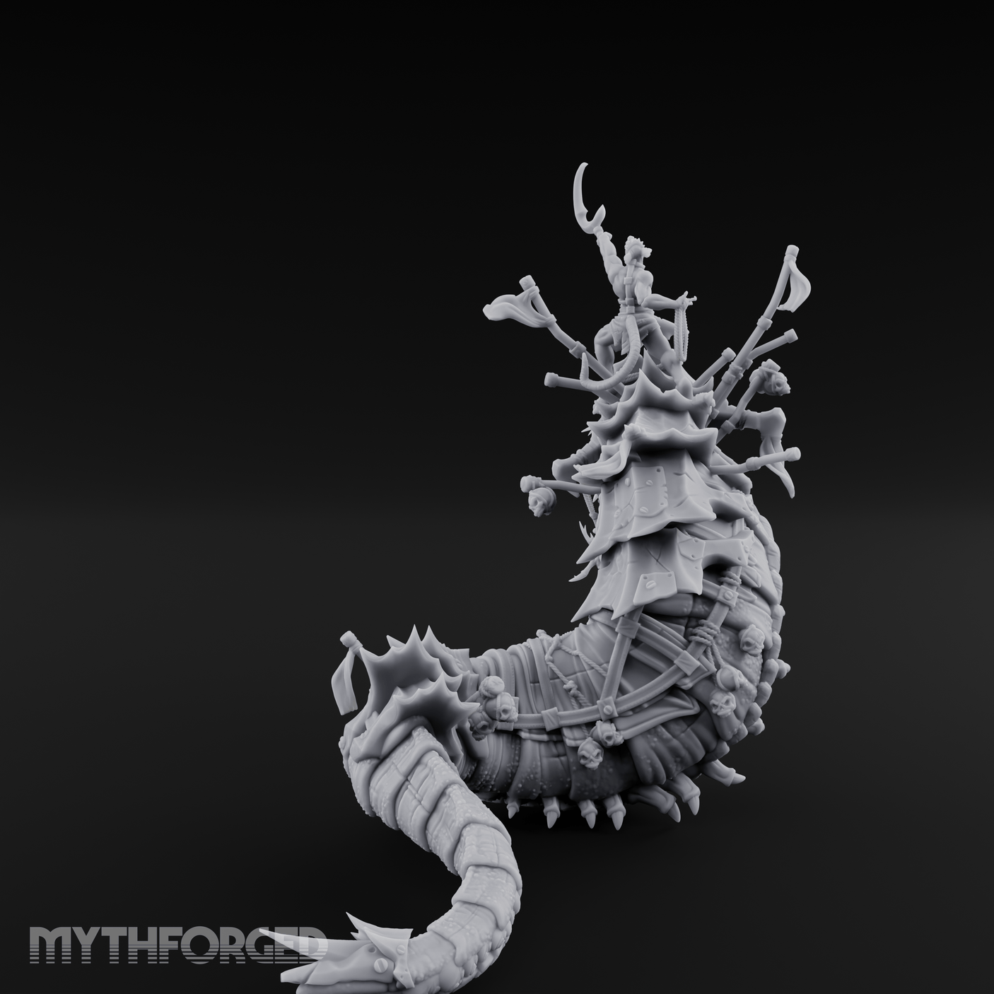 Rider Aloft Purple Worm Monstrosity Miniature for Dungeons and Dragons, Pathfinder or other TTRPGs