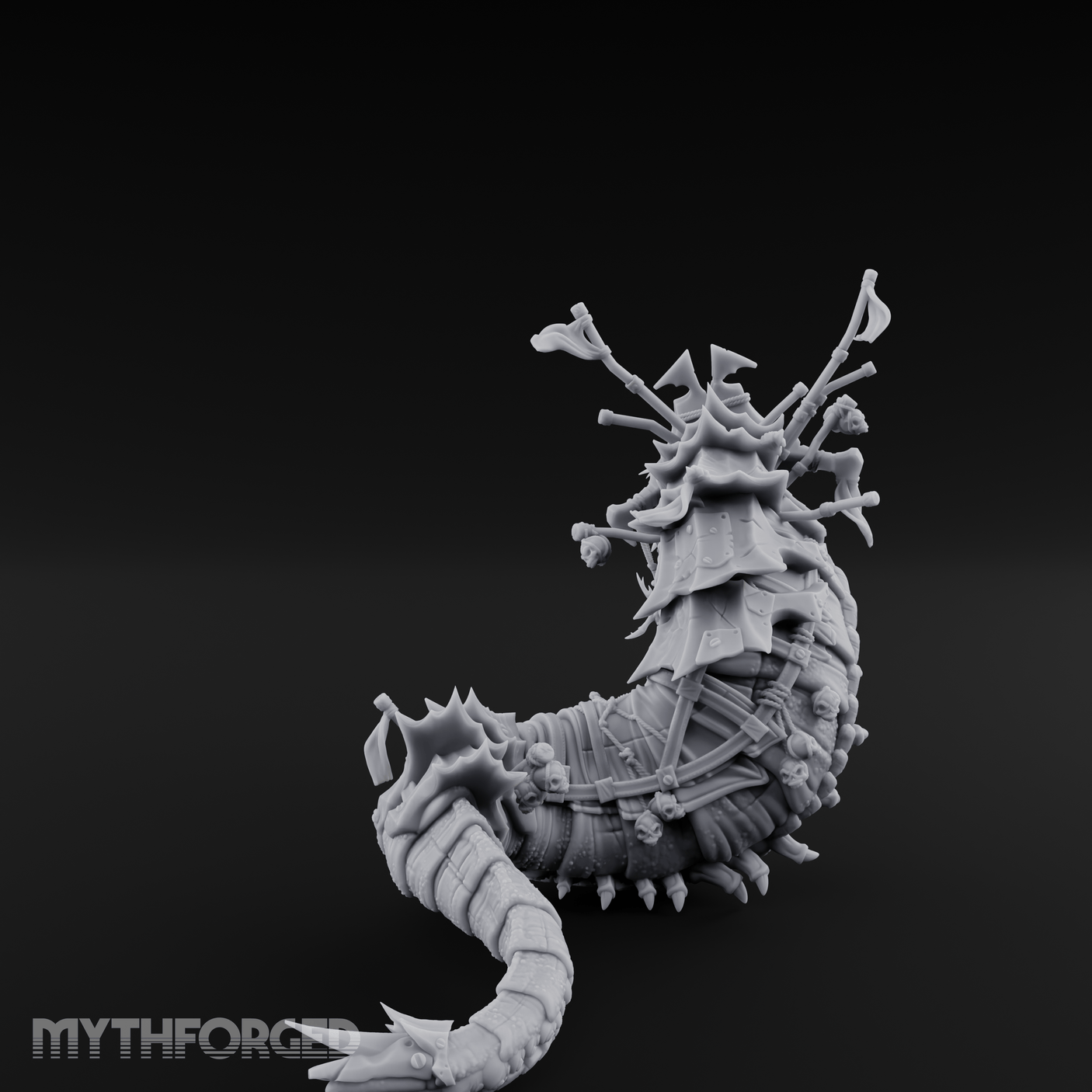 Rider Aloft Purple Worm Monstrosity Miniature for Dungeons and Dragons, Pathfinder or other TTRPGs
