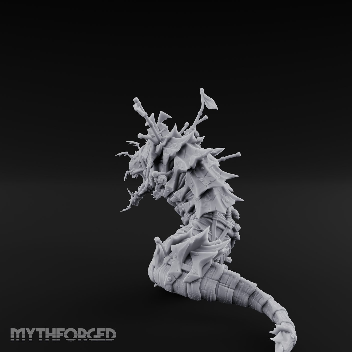 Rider Aloft Purple Worm Monstrosity Miniature for Dungeons and Dragons, Pathfinder or other TTRPGs