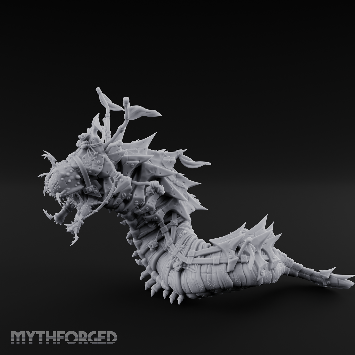 Rider Aloft Purple Worm Monstrosity Miniature for Dungeons and Dragons, Pathfinder or other TTRPGs