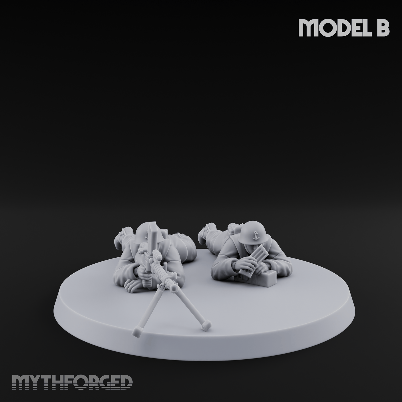 World War 2 Japanese LMG Teams B Miniature for Dungeons and Dragons, Pathfinder or other TTRPGs