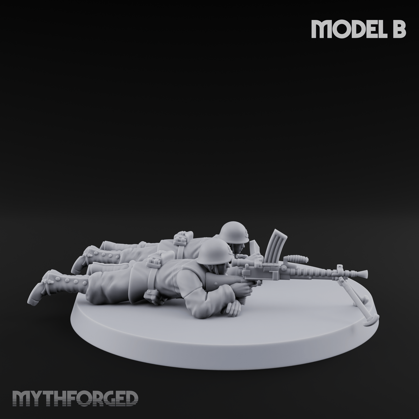 World War 2 Japanese LMG Teams B Miniature for Dungeons and Dragons, Pathfinder or other TTRPGs