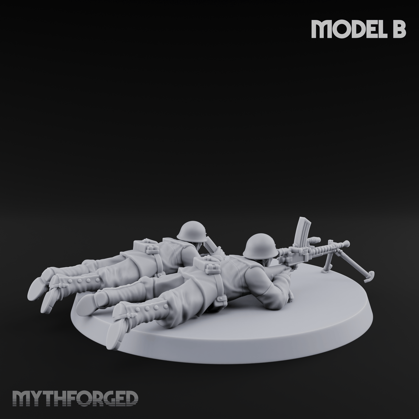 World War 2 Japanese LMG Teams B Miniature for Dungeons and Dragons, Pathfinder or other TTRPGs