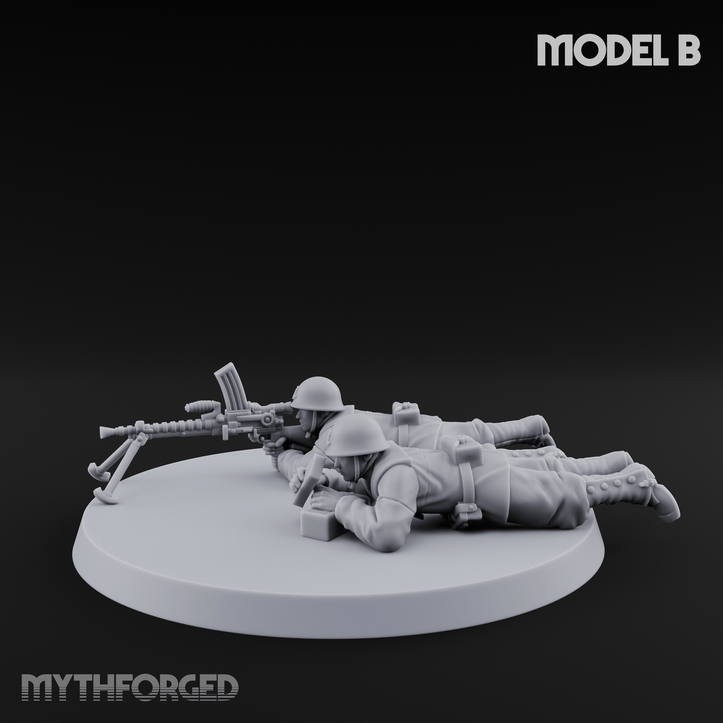 World War 2 Japanese LMG Teams B Miniature for Dungeons and Dragons, Pathfinder or other TTRPGs