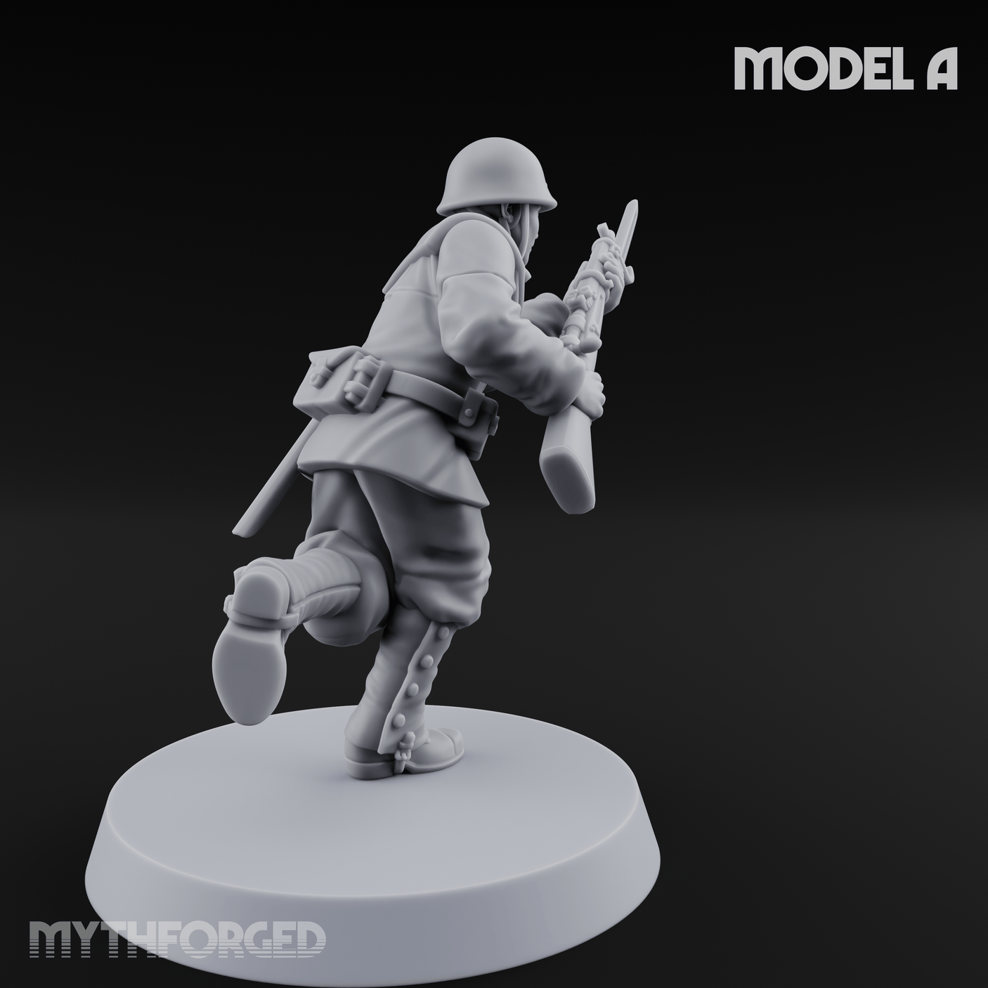 Bayonet Charging World War 2 Japanese Riflemen A Miniature for Dungeons and Dragons, Pathfinder or other TTRPGs
