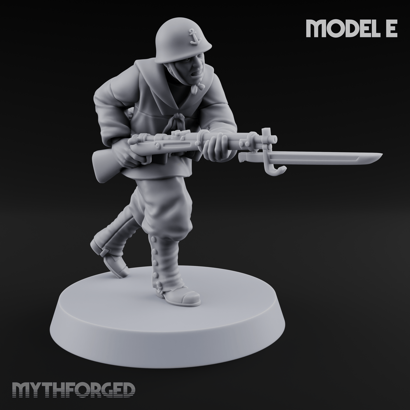 Bayonet Charging World War 2 Japanese Riflemen E Miniature for Dungeons and Dragons, Pathfinder or other TTRPGs