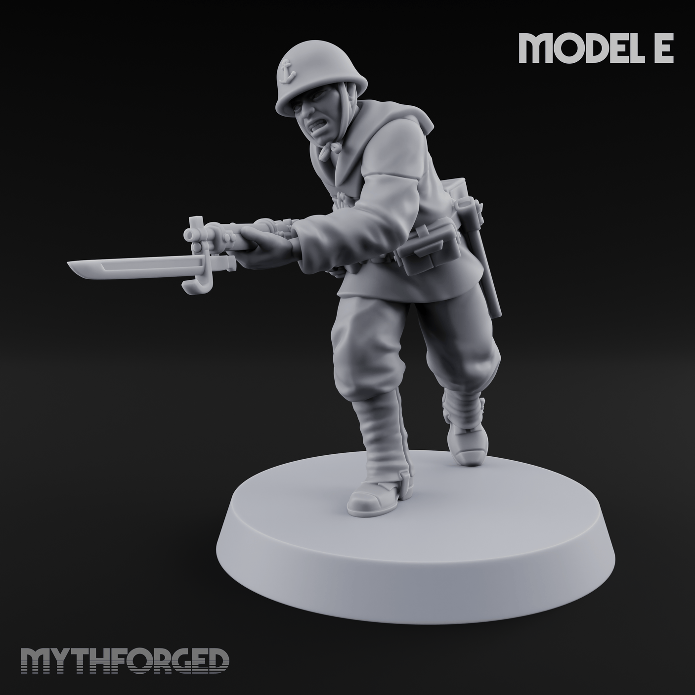 Bayonet Charging World War 2 Japanese Riflemen E Miniature for Dungeons and Dragons, Pathfinder or other TTRPGs