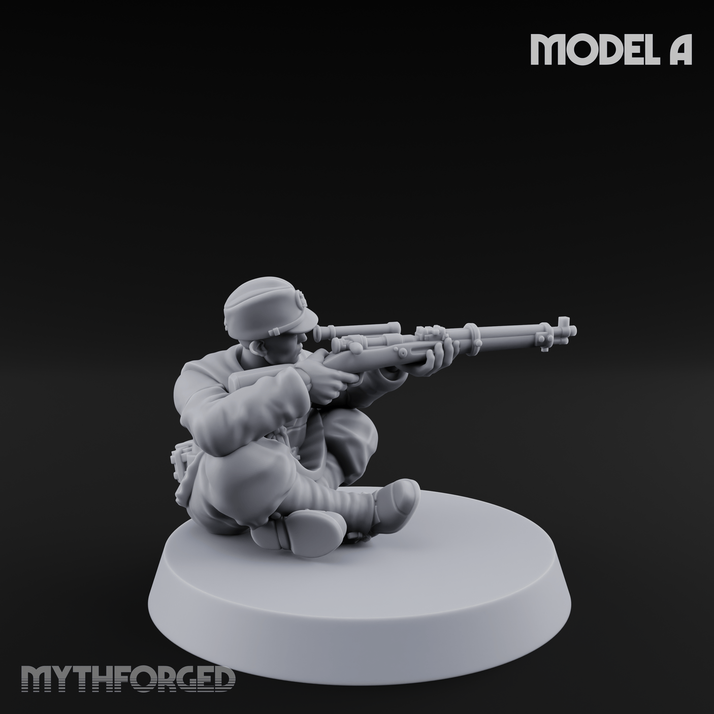 Squinting Down The Barrel World War 2 Japanese Sniper A Miniature for Dungeons and Dragons, Pathfinder or other TTRPGs