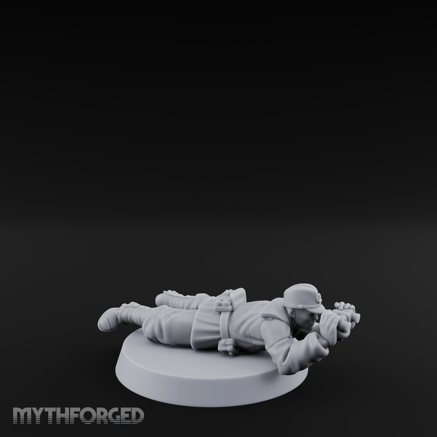 Prone Observing World War 2 Japanese Spotter Miniature for Dungeons and Dragons, Pathfinder or other TTRPGs