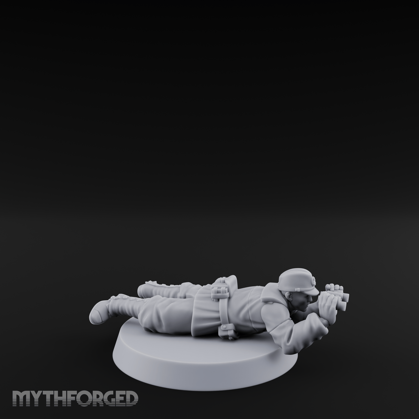 Prone Observing World War 2 Japanese Spotter Miniature for Dungeons and Dragons, Pathfinder or other TTRPGs