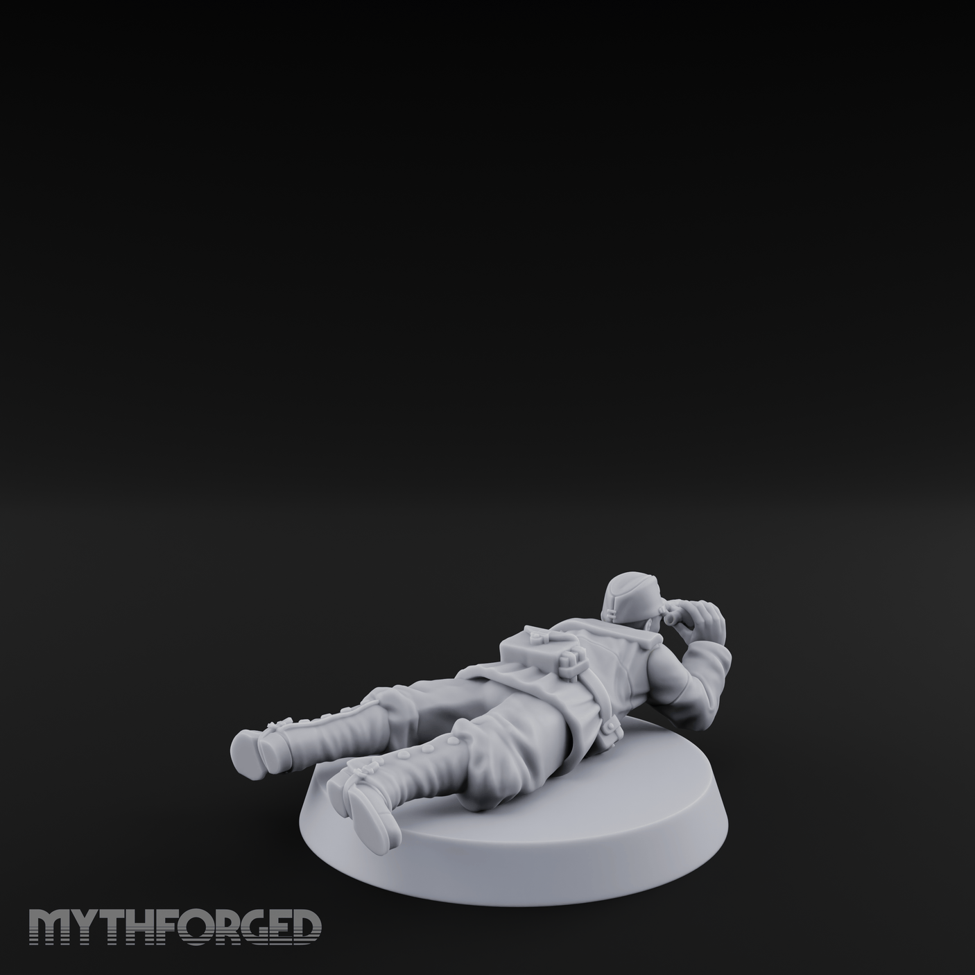 Prone Observing World War 2 Japanese Spotter Miniature for Dungeons and Dragons, Pathfinder or other TTRPGs