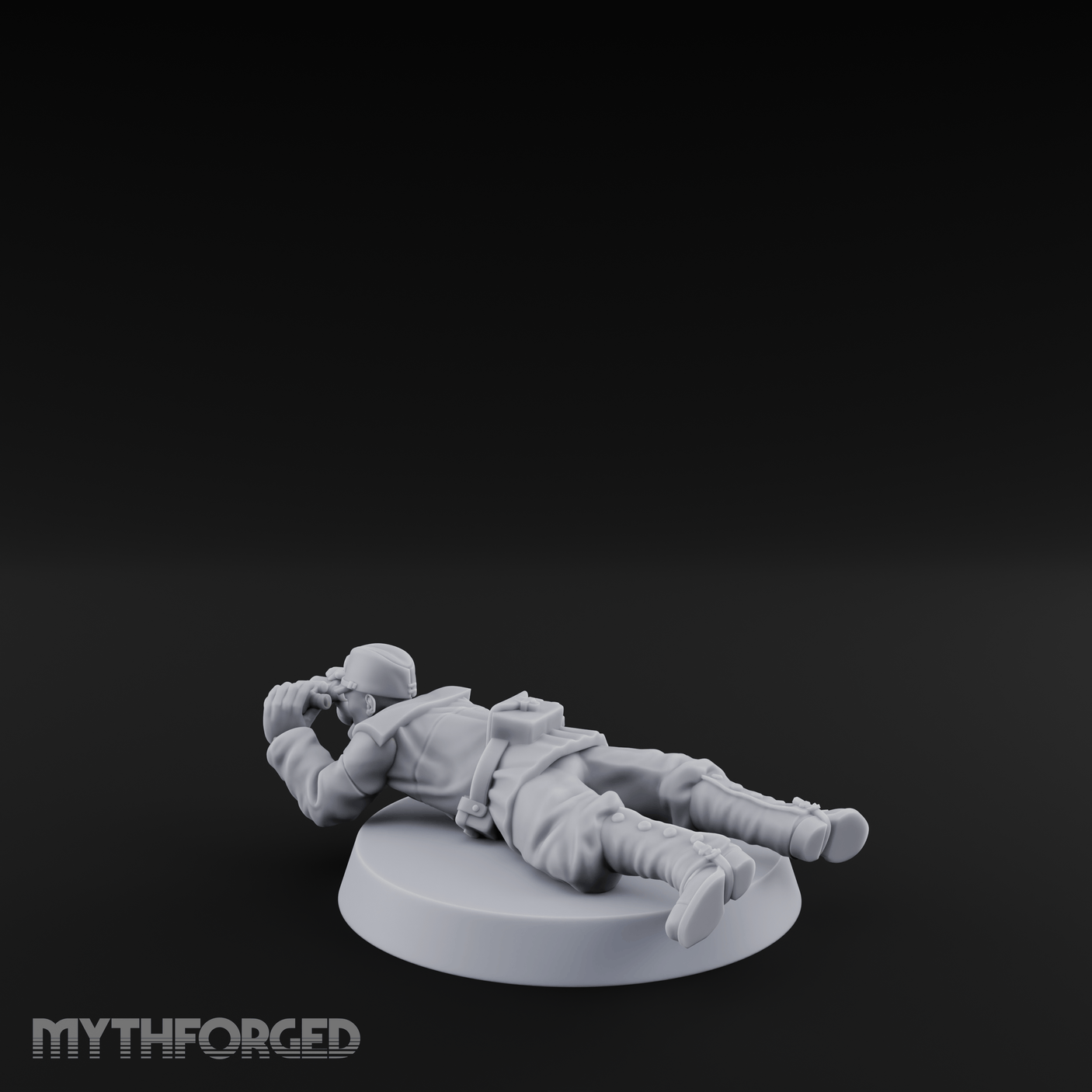 Prone Observing World War 2 Japanese Spotter Miniature for Dungeons and Dragons, Pathfinder or other TTRPGs
