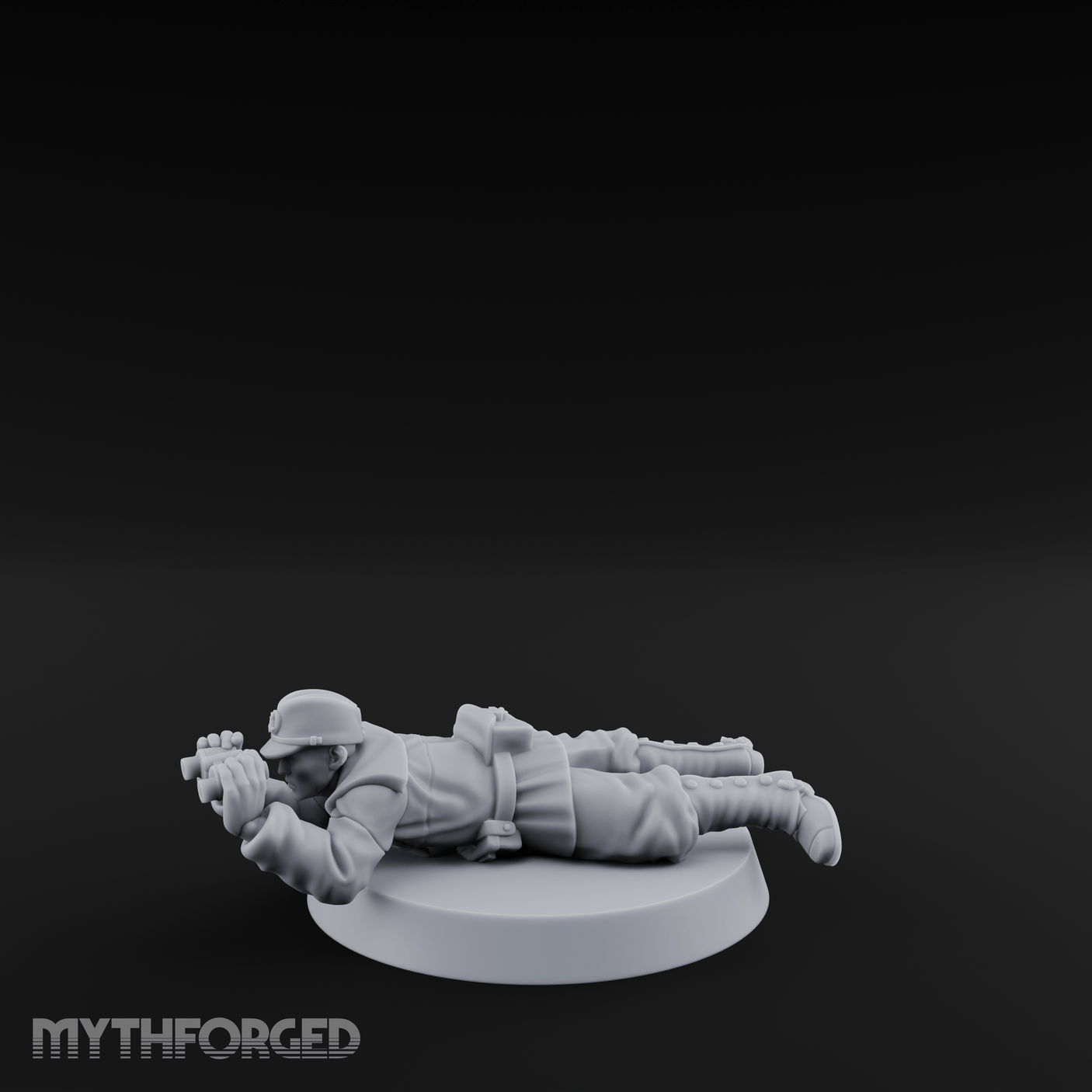 Prone Observing World War 2 Japanese Spotter Miniature for Dungeons and Dragons, Pathfinder or other TTRPGs