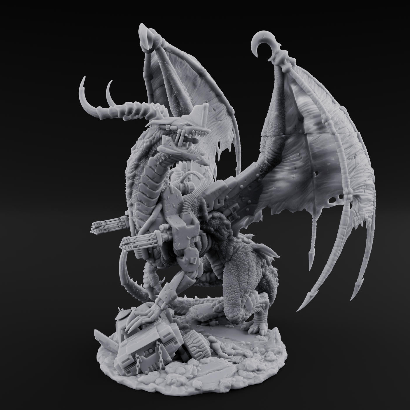 Strapped And Loaded Dragon Warmachine Miniature for Dungeons and Dragons, Pathfinder or other TTRPGs