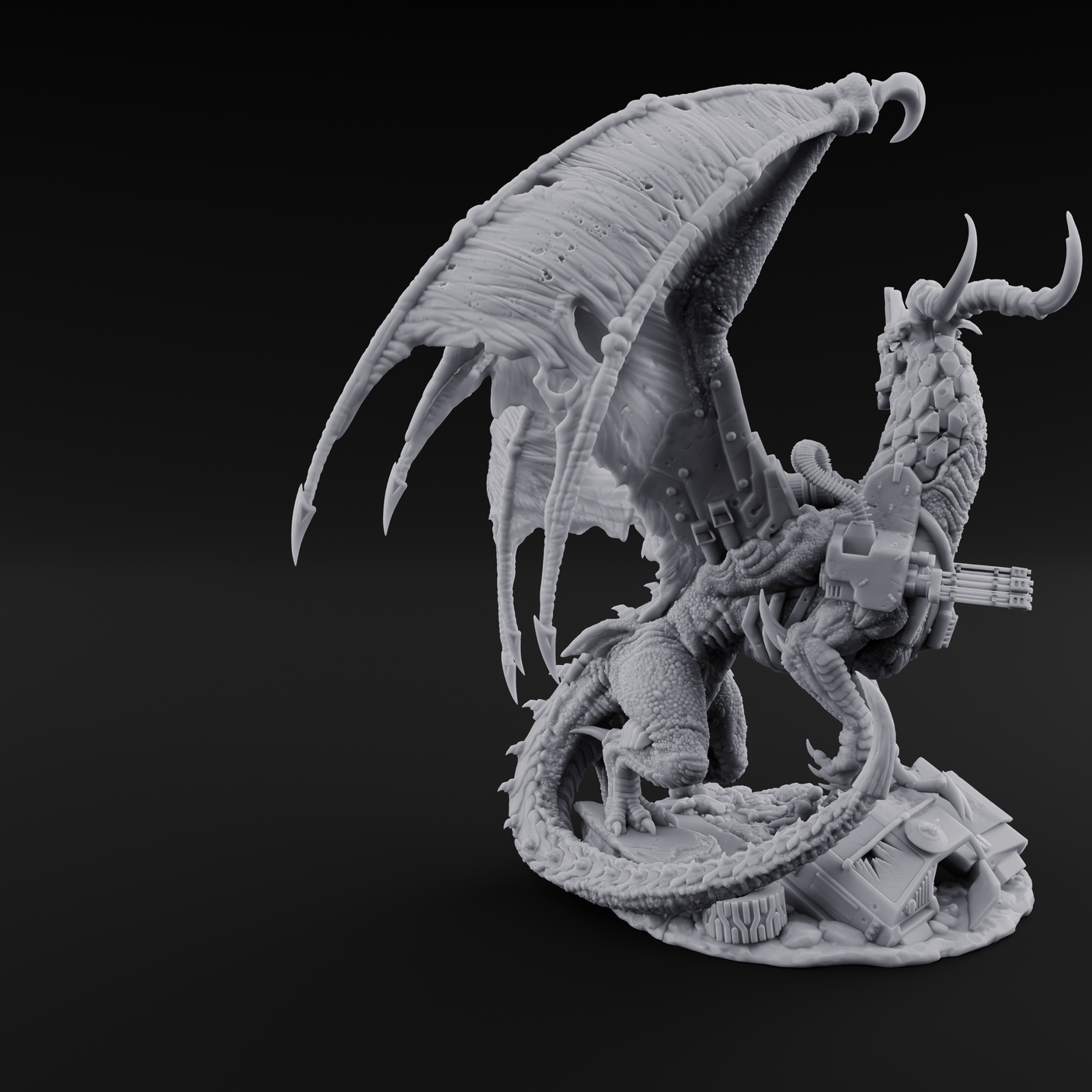 Strapped And Loaded Dragon Warmachine Miniature for Dungeons and Dragons, Pathfinder or other TTRPGs