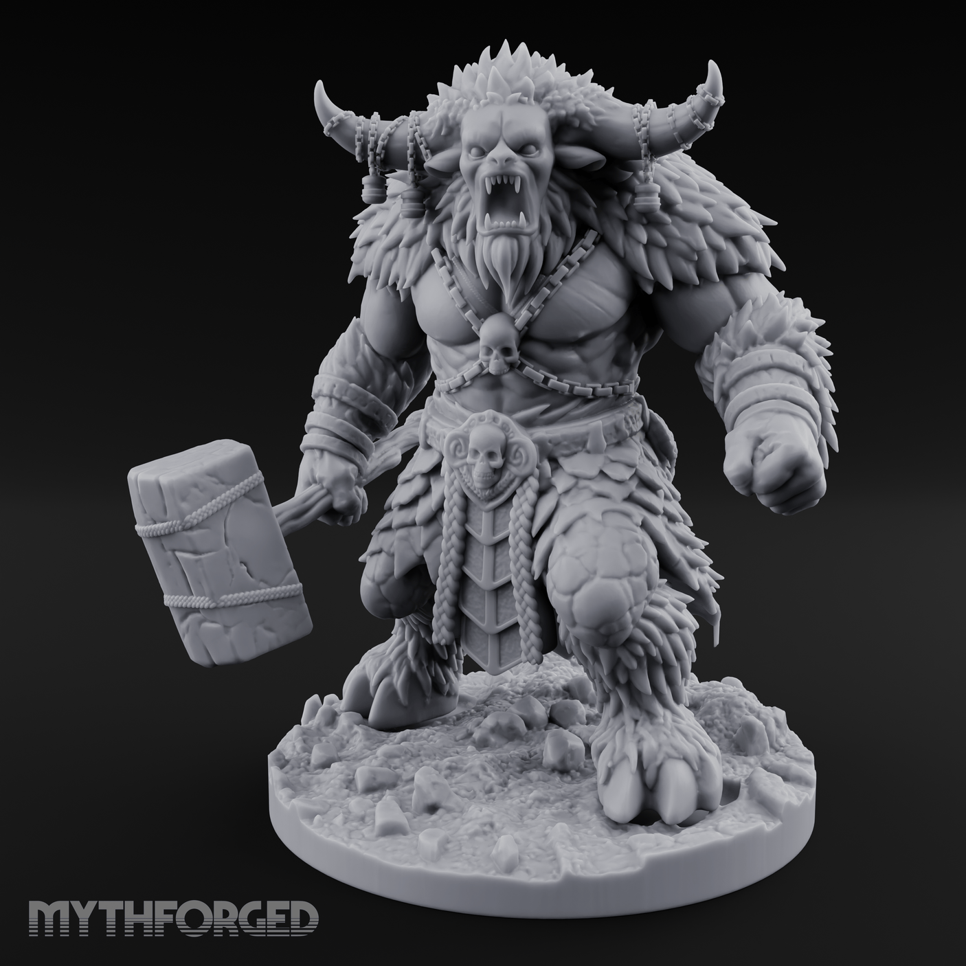 Fist Clenching Yeti Minotaur Brute Miniature for Dungeons and Dragons, Pathfinder or other TTRPGs