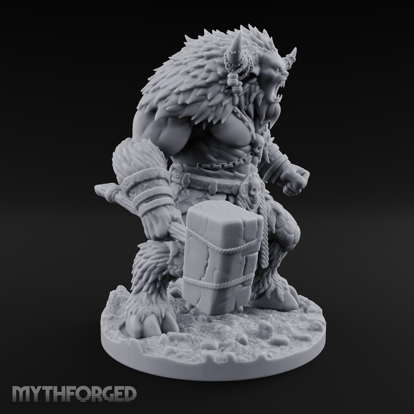 Fist Clenching Yeti Minotaur Brute Miniature for Dungeons and Dragons, Pathfinder or other TTRPGs