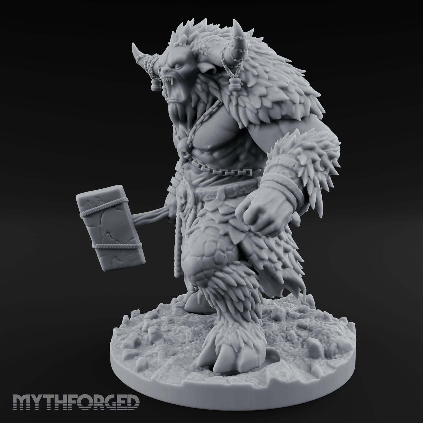 Fist Clenching Yeti Minotaur Brute Miniature for Dungeons and Dragons, Pathfinder or other TTRPGs