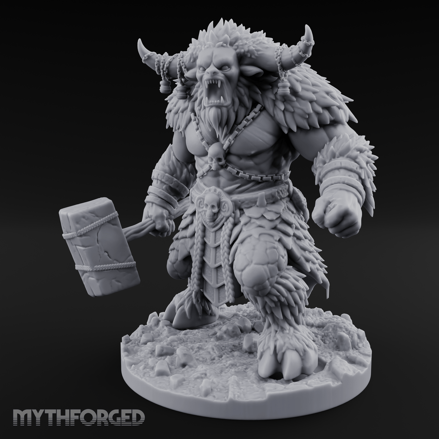 Fist Clenching Yeti Minotaur Brute Miniature for Dungeons and Dragons, Pathfinder or other TTRPGs