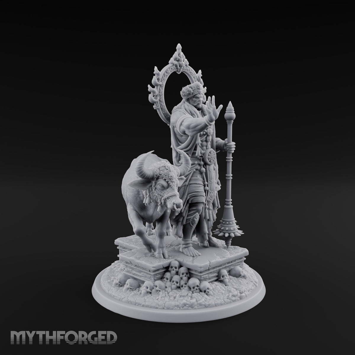Halt, Your Time Is Up Deva Male Haloed Death Judge with Spiked Mace