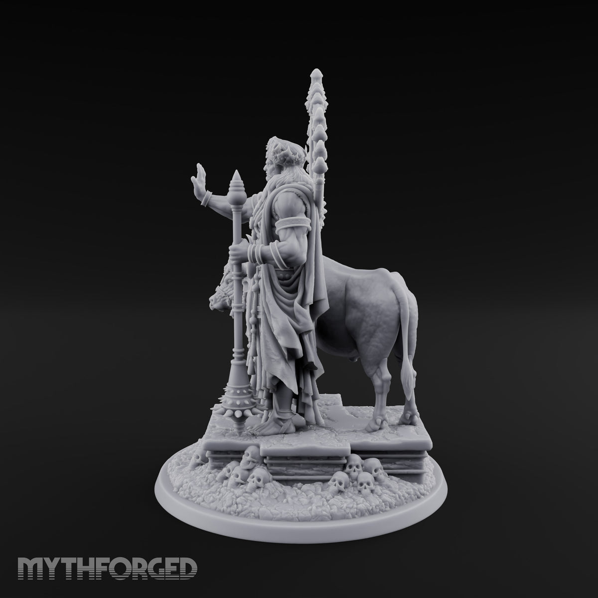 Halt, Your Time Is Up Deva Male Haloed Death Judge with Spiked Mace