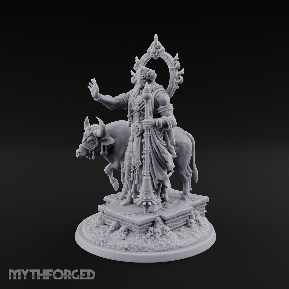 Halt, Your Time Is Up Deva Male Haloed Death Judge with Spiked Mace