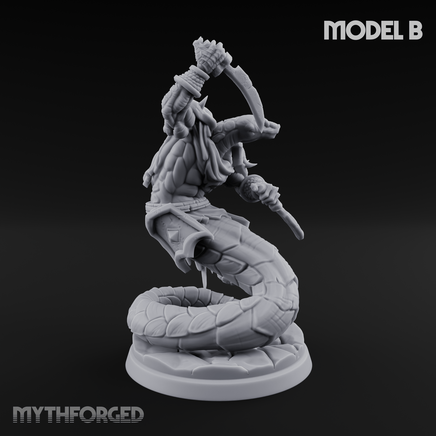 Swooping and Coiled Naga Warriors B Miniature for Dungeons and Dragons, Pathfinder or other TTRPGs